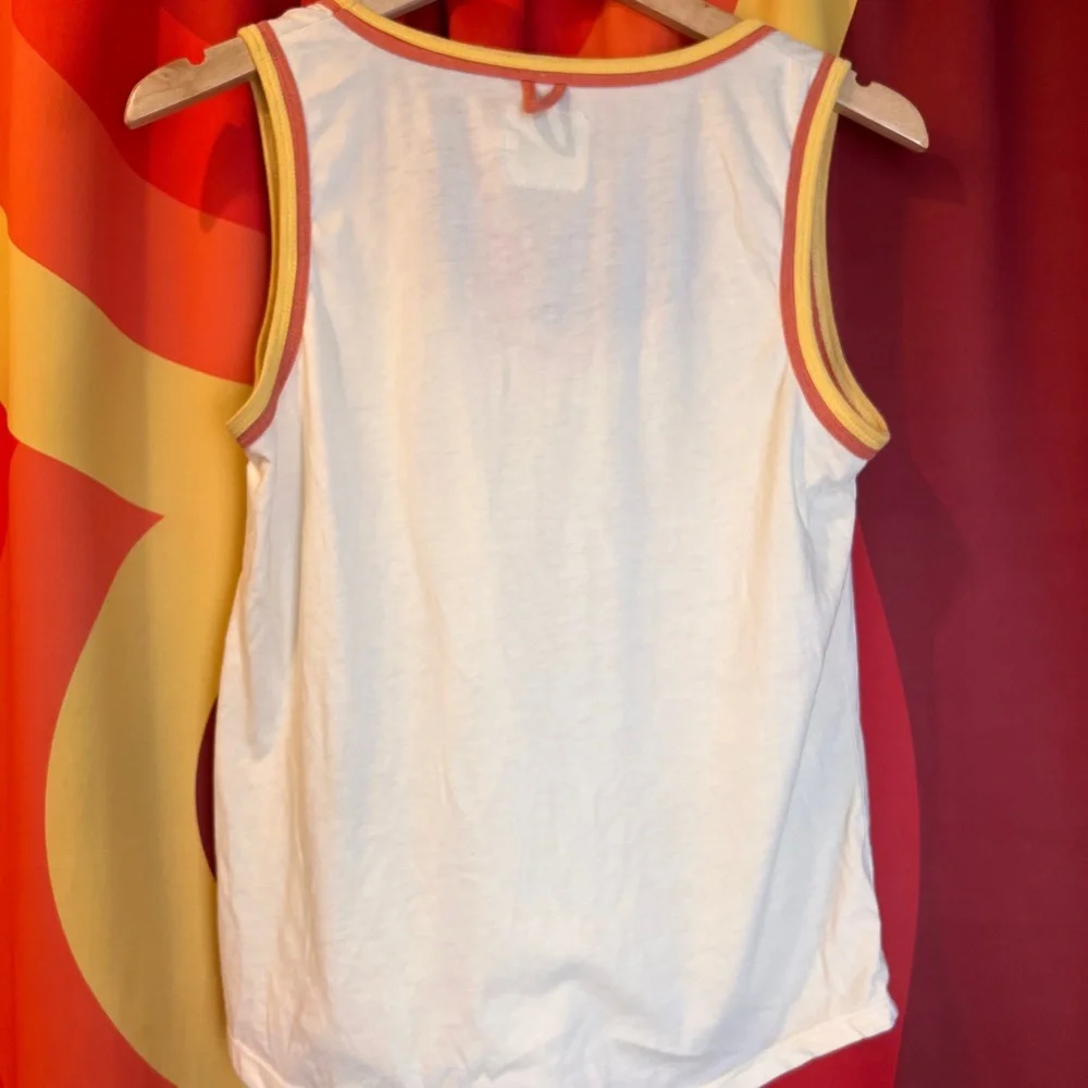 Retro White Tank Top with Trim - Picture 2 of 4
